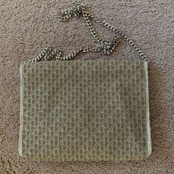 D1006 Christian Dior trotter oblique light gold and champagne color evening bag - Picture 2 of 7